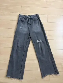 FUN グレー ワイドレッグデニム