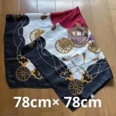 ♡絹100% 馬車デザイン スカーフ78cm× 78cm