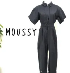 MOUSSY　綿麻素材　オーバーサイズシャツオールインワン　つなぎ　黒