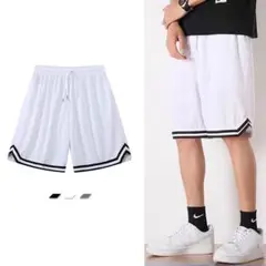 ハーフパンツ XL バスケ バスパン 白 ホワイト 新品 メンズ ジム