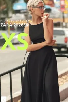【ZARA】ザラ XS トレンチフレアミディワンピース リボン キャミワンピース