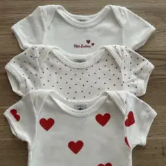 (81cm) 3枚セット PETIT BATEAU 半袖 ボディ 赤 ハート