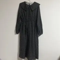 小花柄 ビッグカラー ロングワンピース