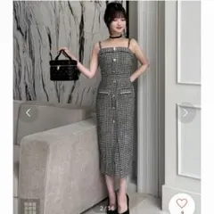 ROYALPARTY ダブルチェーンストラップツイードワンピース