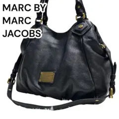 マークバイマークジェイコブス シボ革 レザーバッグ 2way 黒 ブラック