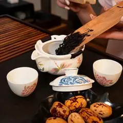花柄陶器茶器セット（収納ケース付き）