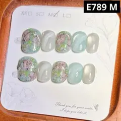 【高品質】現品ネイルチップ　ベリーショート　アートローズお花ぼかしマグネット大人