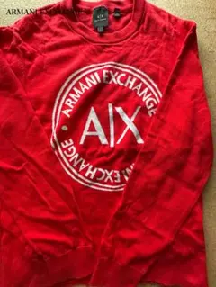 Armani Exchange ロゴ入りレッドトレーナー