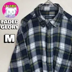 usa古着 FADEDGLORY ネルシャツ M チェック 紺 白 マルチカラーのサムネイル
