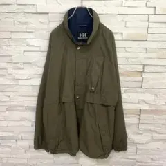 90s Helly Hansenヘリーハンセン ナイロンジャケット 刺繍 カーキ