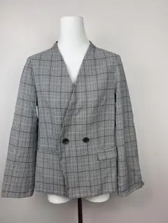 チェック柄 テーラードジャケット グレー系
