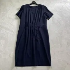 極美品　icb セレモニーワンピース 44 大きいサイズ　ネイビー　半袖　紺色