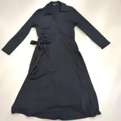 UNIQLO：C　ユニクロ　ラップワンピース　Lサイズ　黒　Ｖネック　シャープ