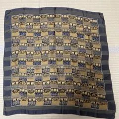 ゴールド ネイビー 花模様 スカーフ