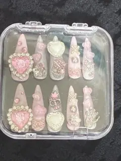 ゆ*様 ネイルチップ 10個セット ピンク 地雷 量産型 ゴテゴテ