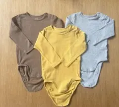 H&M オーガニックコットン リブロンパース 3点セット