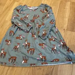 H&M 鹿と花のプリント ワンピース 104cm