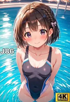 美女イラスト 水着美少女 かわいい デジタルアート J86 お尻