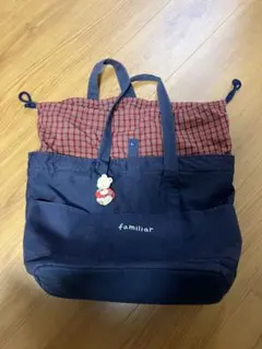 ファミリア familiar マザーズバッグ 赤チェック