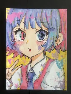 オリジナル　手描きイラスト　原画　コピック　一点物