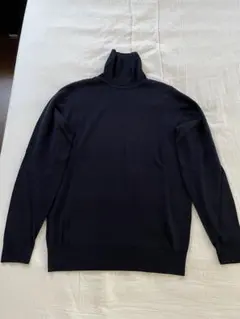 【美品】 ジョンスメドレー タートルネック ニット M ネイビー 30ゲージ