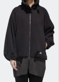 adidasフリースファブリックミックスロングジャケット　M