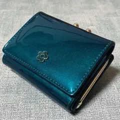 マリークヮント 三つ折財布 エナメルレザー ミニウォレット 緑 グリーン