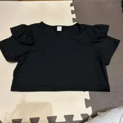 SHEIN 黒 フリル袖 クロップドトップス 11-12Y