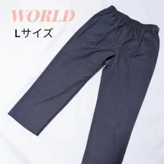 【1点物】ワールド Lサイズ イージーパンツ ネイビー 楽ちん ウエストゴム