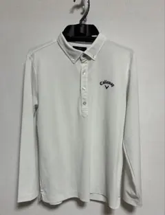 【訳あり品】Callaway ホワイト 長袖ポロシャツ
