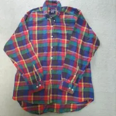 オールドGAP ネルシャツ チェック柄 マルチカラー L相当 デカタグ