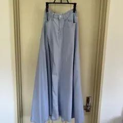 woadblue ライトブルー デニムフレアマキシスカート Mサイズ