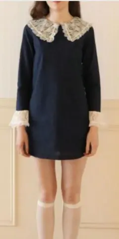 【epine】lace collar denim onepiece ミニワンピ