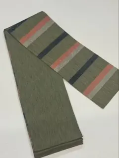 オリーブグリーン ストライプ 半幅帯