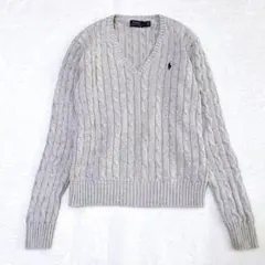 t321／美品⭐︎ポロラルフローレン　ケーブルニット　コットン　Vネック　セーター