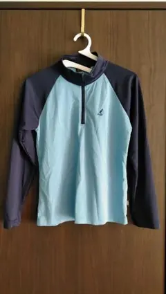 KANGOL SPORT ハーフジップ長袖Tシャツ M 水色/ネイビー