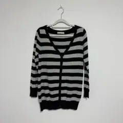 Pin Curl 黒とグレーのストライプカーディガンのサムネイル