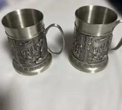 ✨未使用保管品✨芸術的デザイン 高級メタルマグ 3客セット 箱付き 