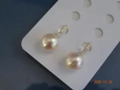 新品　あこや真珠9.8㎜　14KGFピアス
