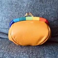 新品　七色　がま口コインケース　黄色