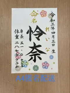 手書きオーダー命名書　命名紙　代筆　出産祝い　毛筆手書き　記念品　匿名配送