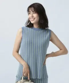BAYFLOW ベイフロー　ストライプニットタンク　ブルー