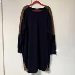 Rejoove レジューブ 袖フェイクスウェー ド　チュニックワンピース