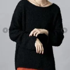 ニッセン　カールヤーン　ニット　トップス　ブラック　3L