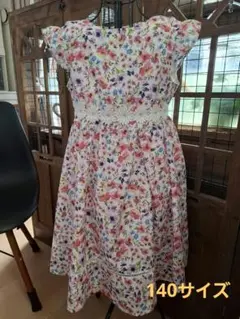 エニファム 花柄 ワンピース 半袖 140 裏地付き