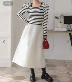 KOBE LETTUCE 神戸レタス　ジャガード切替フレアスカート　ラメ入り