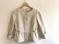 NATURAL BEAUTY BASIC ノーカラージャケット S ベージュ