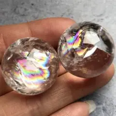 【限定価格！幸運水晶！2個セット】天然石　アイリスクォーツ　水晶　丸玉10