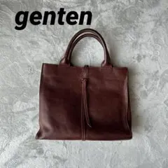 【希少】90s genten レザー トートバッグ　ブラウン　日本製本革のサムネイル