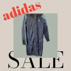 adidas ベンチコート ロング パーカー ダウン スポーツウェア ロゴ